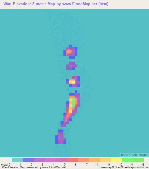 Wau,Marshall Islands Elevation Map