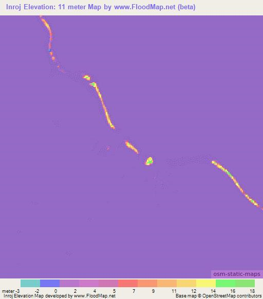 Inroj,Marshall Islands Elevation Map