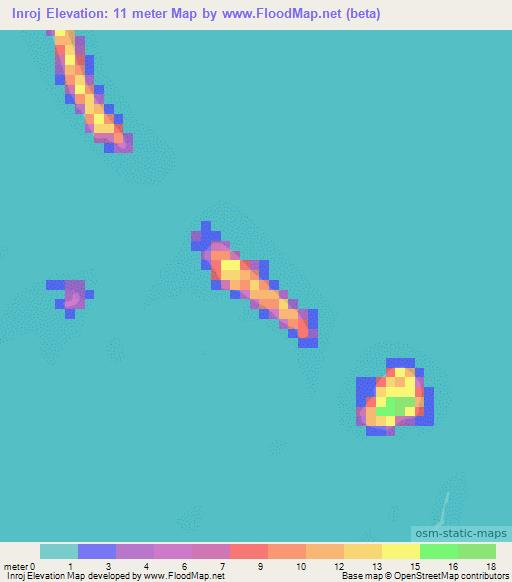 Inroj,Marshall Islands Elevation Map