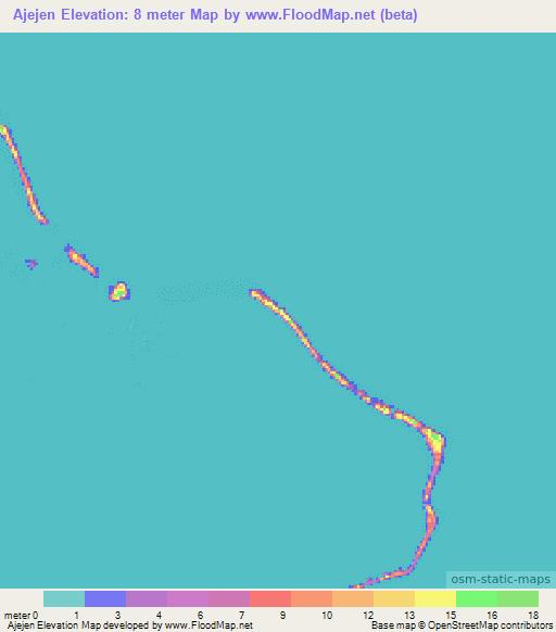 Ajejen,Marshall Islands Elevation Map