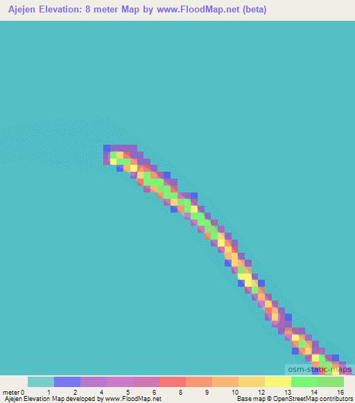 Ajejen,Marshall Islands Elevation Map