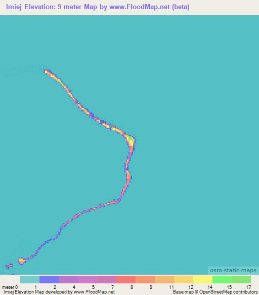 Imiej,Marshall Islands Elevation Map