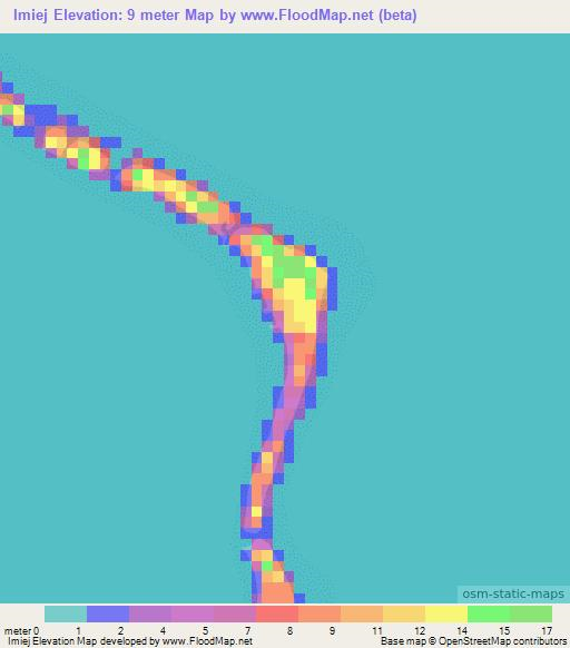 Imiej,Marshall Islands Elevation Map