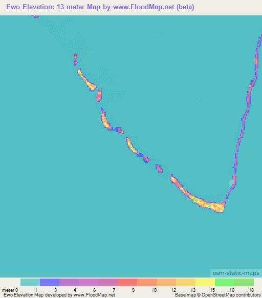 Ewo,Marshall Islands Elevation Map