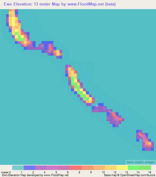 Ewo,Marshall Islands Elevation Map