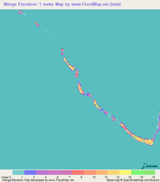 Menge,Marshall Islands Elevation Map