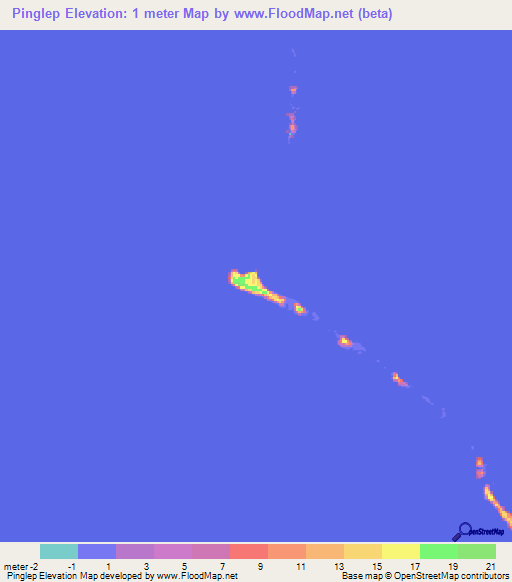 Pinglep,Marshall Islands Elevation Map