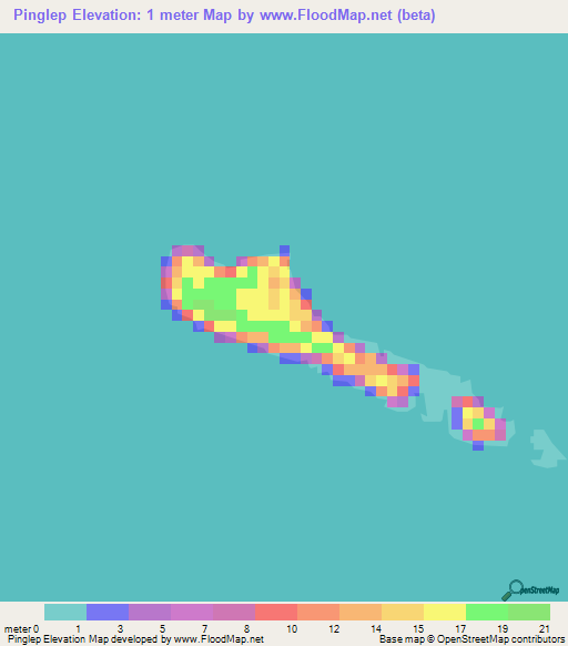 Pinglep,Marshall Islands Elevation Map