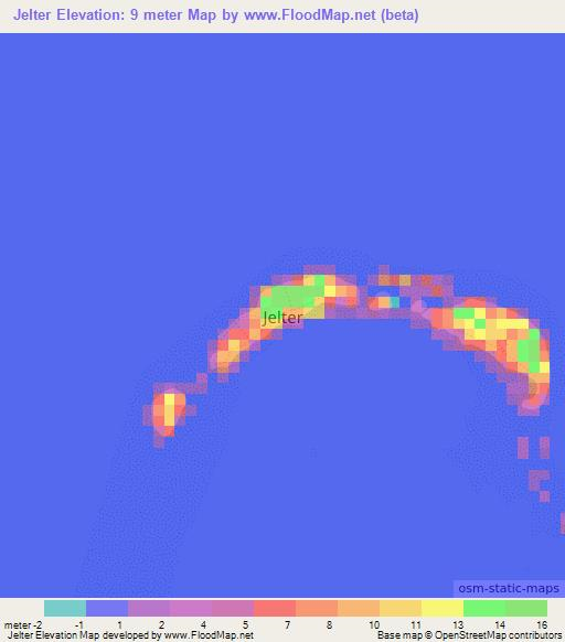 Jelter,Marshall Islands Elevation Map