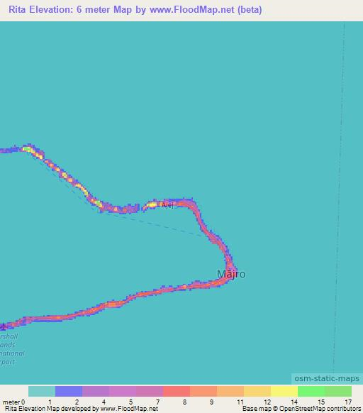 Rita,Marshall Islands Elevation Map