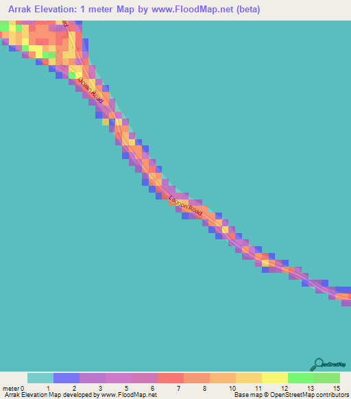 Arrak,Marshall Islands Elevation Map