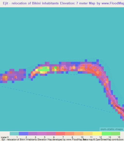 Ejit - relocation of Bikini inhabitants,Marshall Islands Elevation Map