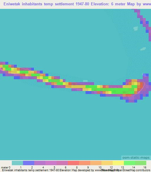 Eniwetak inhabitants temp settlement 1947-80,Marshall Islands Elevation Map