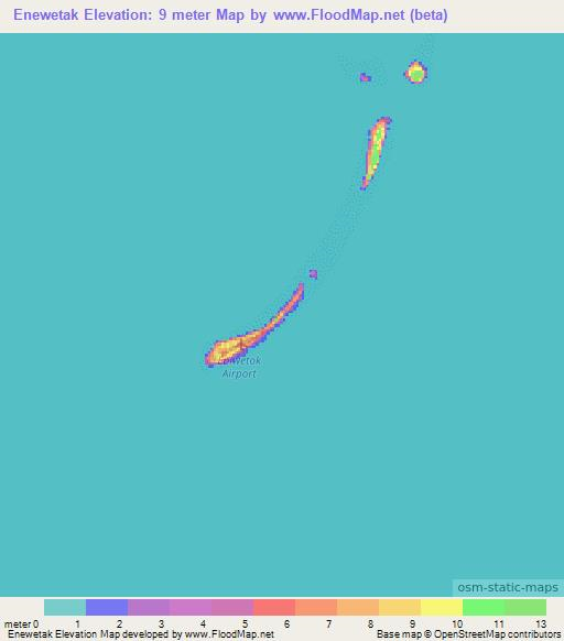 Enewetak,Marshall Islands Elevation Map