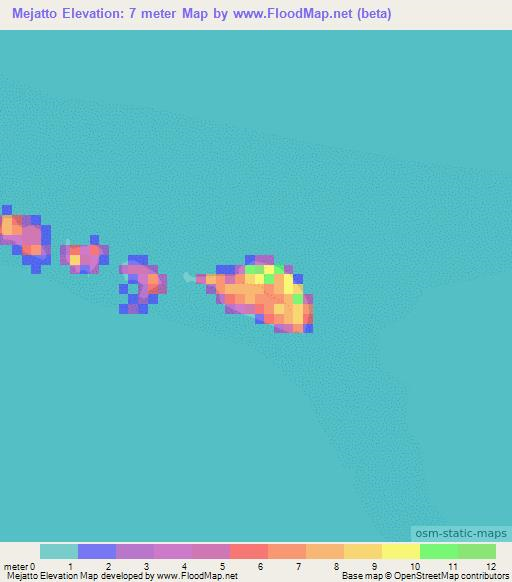 Mejatto,Marshall Islands Elevation Map