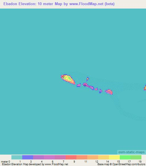 Ebadon,Marshall Islands Elevation Map