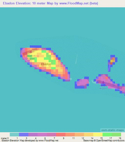 Ebadon,Marshall Islands Elevation Map