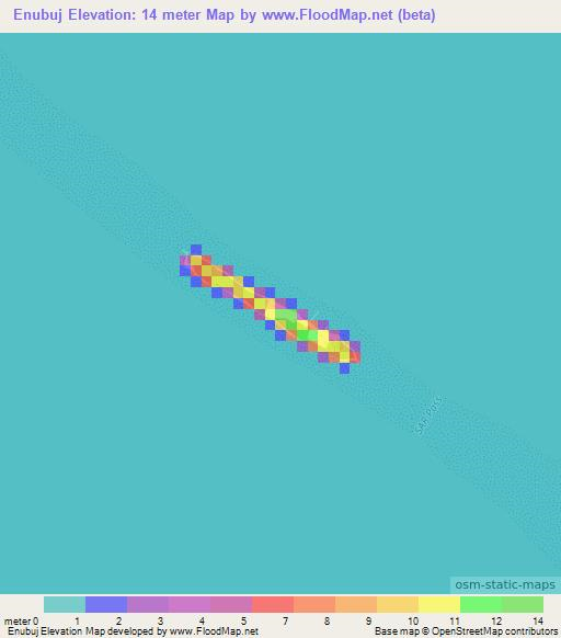 Enubuj,Marshall Islands Elevation Map