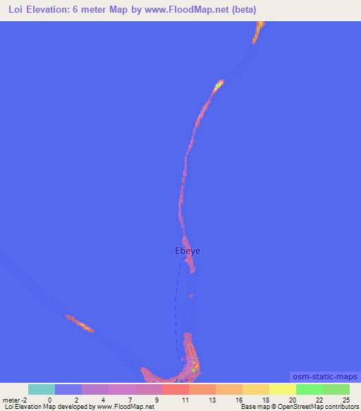 Loi,Marshall Islands Elevation Map