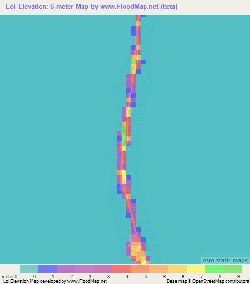 Loi,Marshall Islands Elevation Map