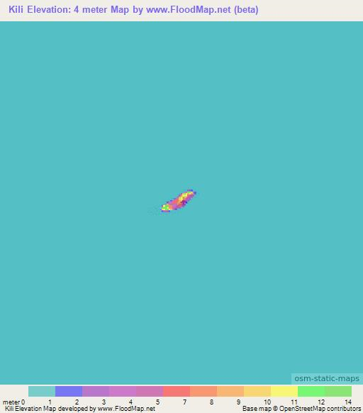 Kili,Marshall Islands Elevation Map