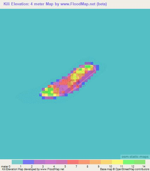 Kili,Marshall Islands Elevation Map