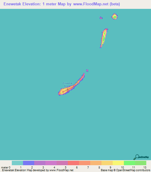 Enewetak,Marshall Islands Elevation Map