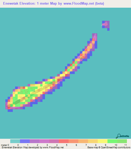 Enewetak,Marshall Islands Elevation Map