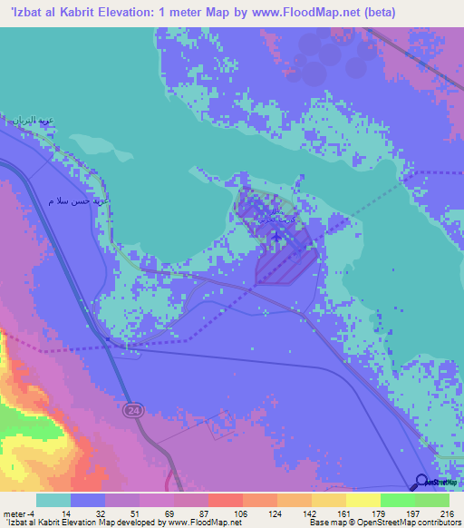 'Izbat al Kabrit,Egypt Elevation Map