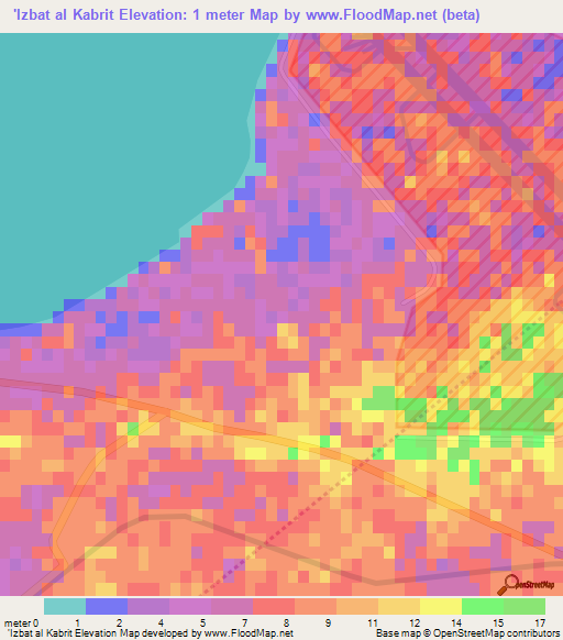 'Izbat al Kabrit,Egypt Elevation Map