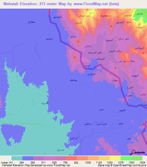 Mahatah,Saudi Arabia Elevation Map