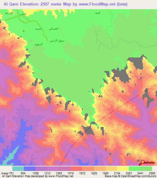 Al Qarn,Saudi Arabia Elevation Map