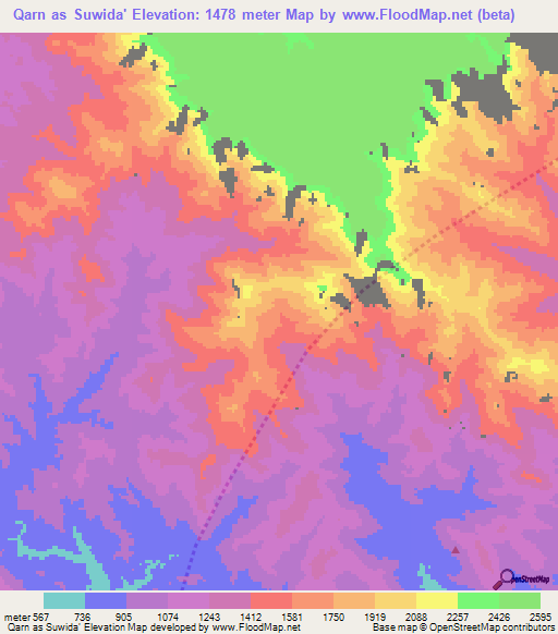 Qarn as Suwida',Saudi Arabia Elevation Map