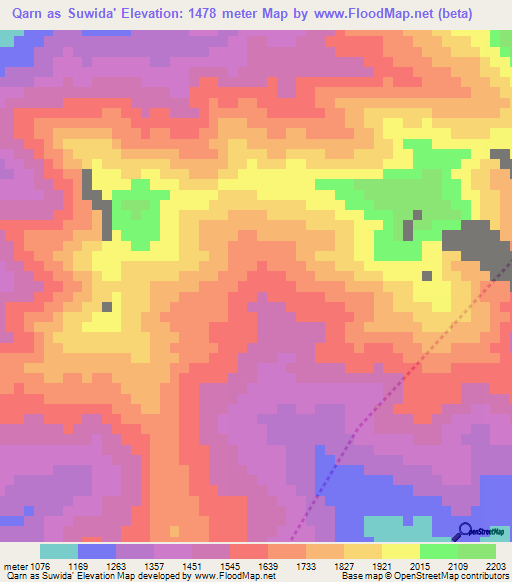 Qarn as Suwida',Saudi Arabia Elevation Map