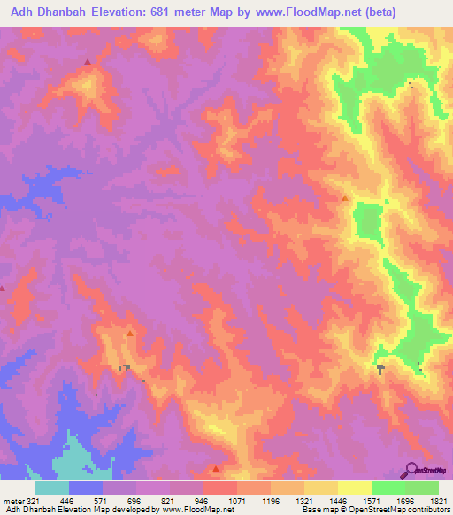 Adh Dhanbah,Saudi Arabia Elevation Map