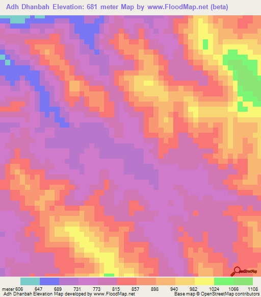 Adh Dhanbah,Saudi Arabia Elevation Map