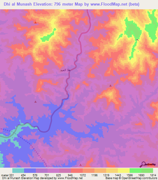 Dhi al Munash,Saudi Arabia Elevation Map