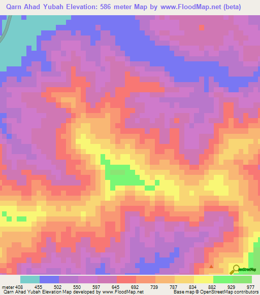 Qarn Ahad Yubah,Saudi Arabia Elevation Map