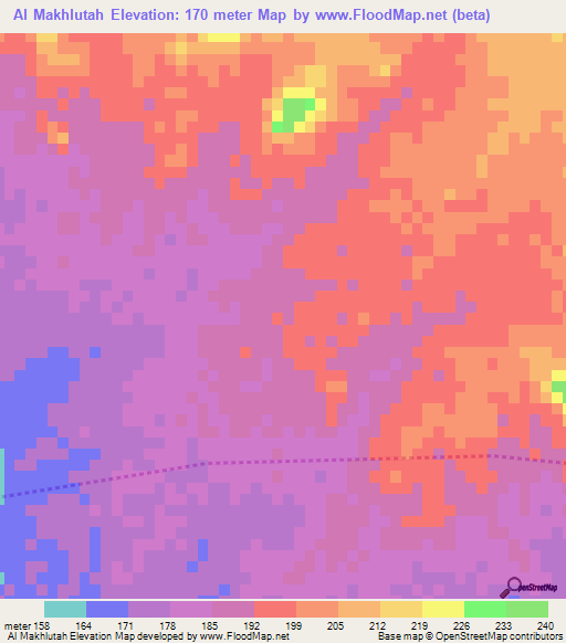 Al Makhlutah,Saudi Arabia Elevation Map