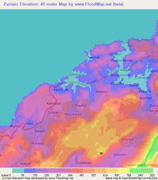 Zurnaci,Turkey Elevation Map