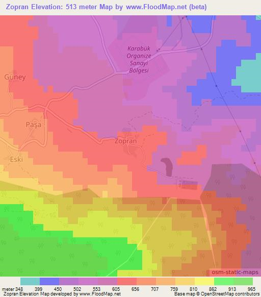 Zopran,Turkey Elevation Map