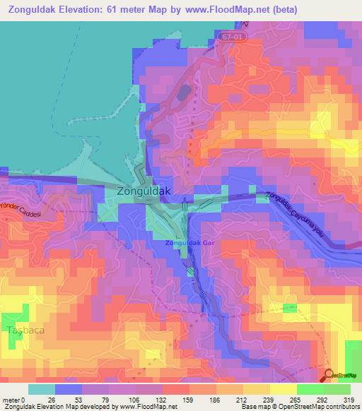 Zonguldak,Turkey Elevation Map