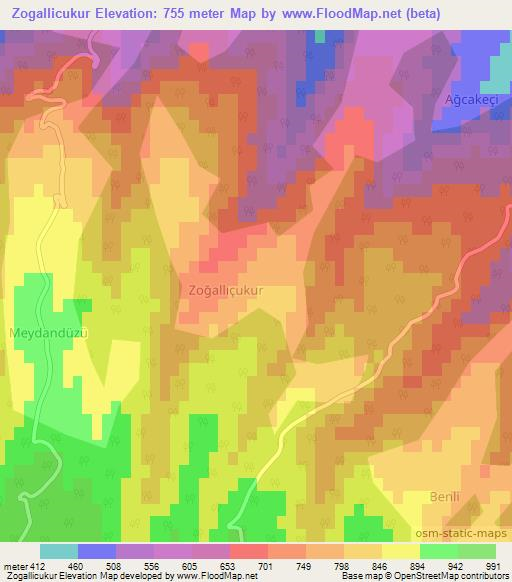 Zogallicukur,Turkey Elevation Map