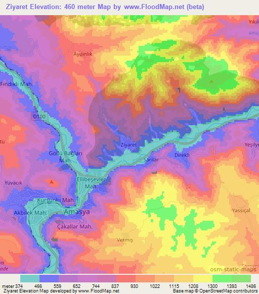 Ziyaret,Turkey Elevation Map