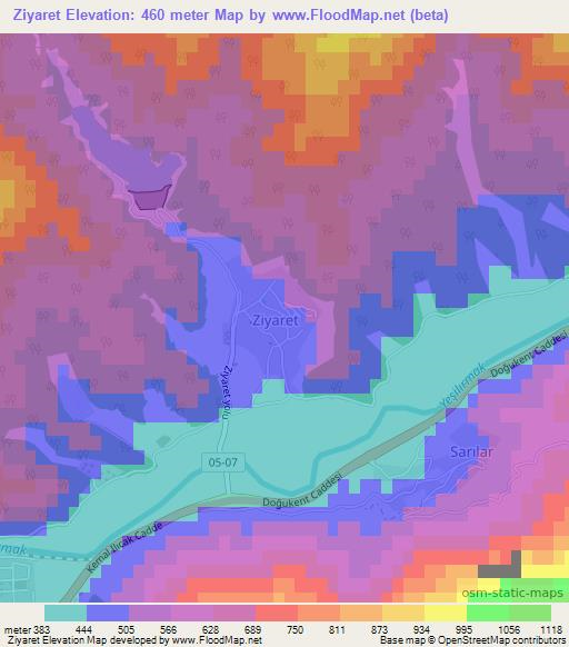 Ziyaret,Turkey Elevation Map