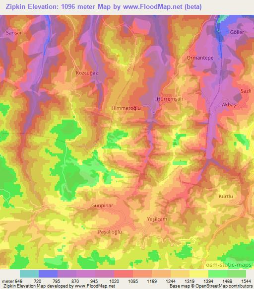 Zipkin,Turkey Elevation Map