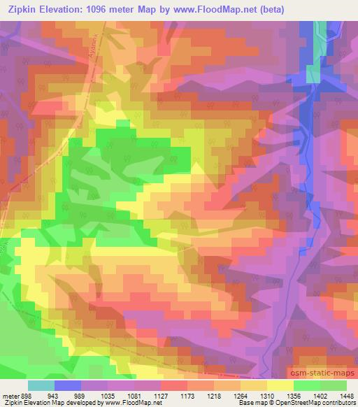 Zipkin,Turkey Elevation Map