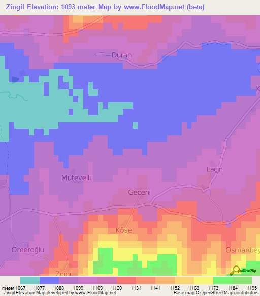 Zingil,Turkey Elevation Map