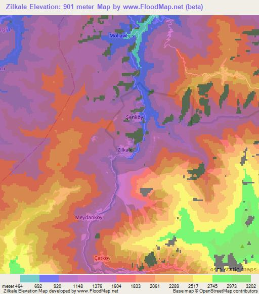 Zilkale,Turkey Elevation Map