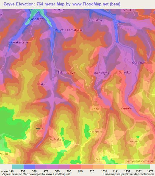 Zeyve,Turkey Elevation Map